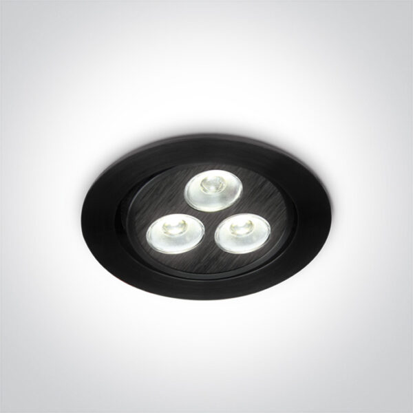 3W LED įleidžiamas pakreipiamas šviestuvas, juodas, 6000K
