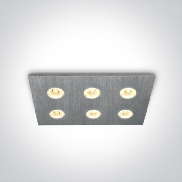 6x1W LED įleidžiamas šviestuvas, aliuminio sp., 6000K