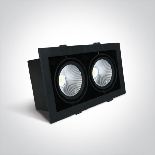 2x30W LED įleidžiamas pakreipiamas šviestuvas, juodas, 4000K - Image 2