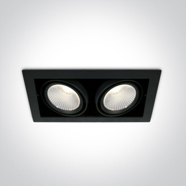 2x30W LED įleidžiamas pakreipiamas šviestuvas, juodas, 4000K