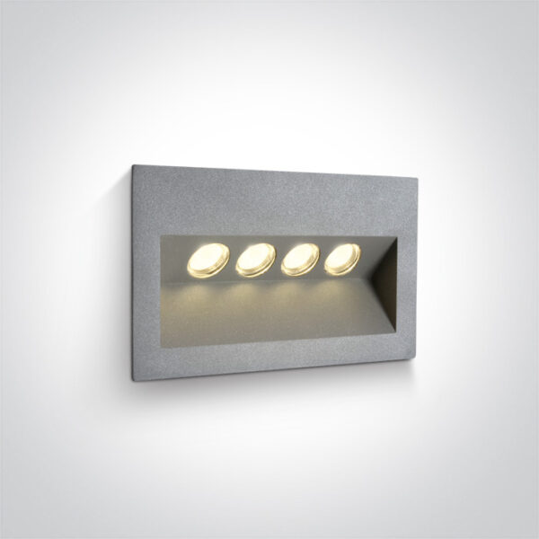 4x1W LED įleidžiamas sieninis lauko šviestuvas, pilkas, 3000K