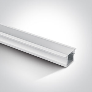 Įleidžiamas profilis su baltu difuzoriumi, 2m. Komplektuojama su 2 poromis užbaigimų. Tinkama LED juostoms 12 mm.