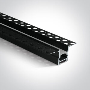 Įleidžiamas profilis, juodas, 2m, komplektuojamas su baltu difuzoriumi ir užbaigimais, 12mm LED juostai