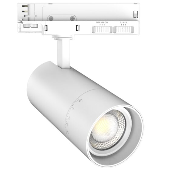 30W LED akcentinis šviestuvas į 3 fazių bėgelius OPTONICA, baltas, 3000/4000/5000K