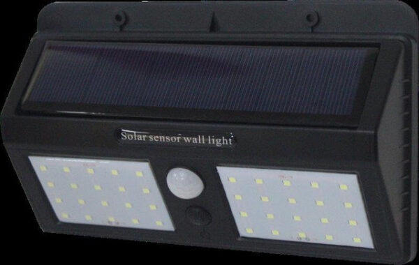 1.54W LED fasado šviestuvas OPTONICA, juodas, 6000K, IP54, su saulės baterija ir judesio/būvio davikliu