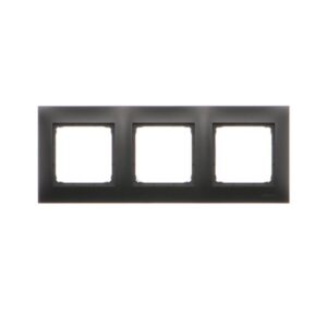 Cover frame for domestic switching devices, 3 vt, black matt, Kontakt Simon, Simon54, DR3/49
