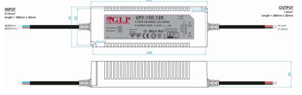 150W LED maitinimo šaltinis GPV 12V IP67 - Image 2