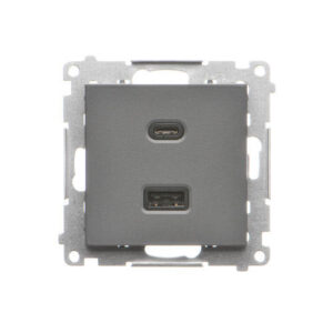 Mechanizmas 2xUSB, A+C, Potinkinis, pilkas matinis, IP20, Kontakt-simon, Simon55, TEC2CAQ.01/116