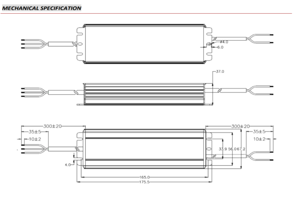 200W LED maitinimo šaltinis GV6, 24V, CV, PFC, IP67 - Image 2