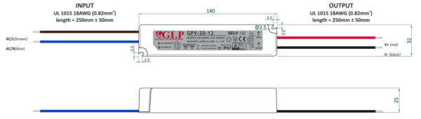 24W LED Maitinimo šaltinis GLP 24V IP67 - Image 2