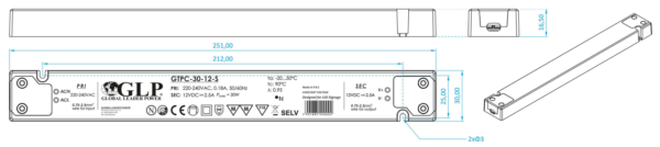 30W LED maitinimo šaltinis GTPC 12V SLIM - Image 2