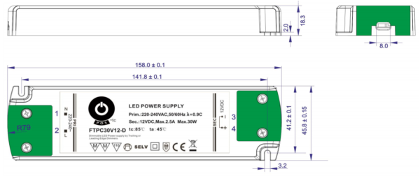 30W maitinimo šaltinis POS, 24V, PFC, 1.25A, dimeriuojamas - Image 2
