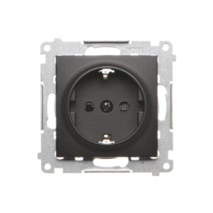 Socket outlet, 0, 1, Black, Flush mounted (plaster), IP20, Kontakt-simon, Simon54, DGSZ1Z.01/49