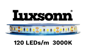 9,6W/m LED juosta LUXSONN, SAMSUNG diodai 2835, DC24, 120 LED/m, 3000K, 30m ritė