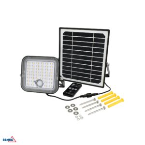 10W LED įkraunamas prožektorius su saulės baterija ir judesio davikliu, juodas, 4000K, IP65