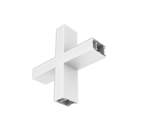 13,6W LED linijinio šviestuvo OFFICE LINEAR X formos sujungimas, baltas, 3000/4000K, mikroprizmatinis dangtelis