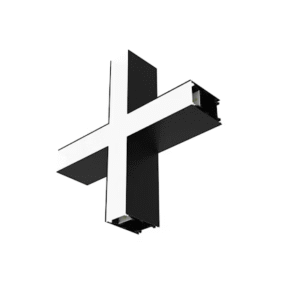 13,6W LED linijinio šviestuvo OFFICE LINEAR X formos sujungimas, juodas, 3000/4000K, opalinis dangtelis