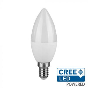 4,5W LED lemputė, E14, žvakės formos, 6500K, 180°, CREE LED chip