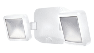 Baterijomis maitinamas prožektorius, dvigubas, baltas