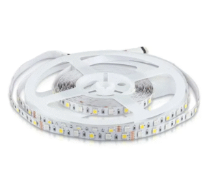 8W/m LED juosta, 60 LED/m, RGB + 4000K, 5 metrų ritė
