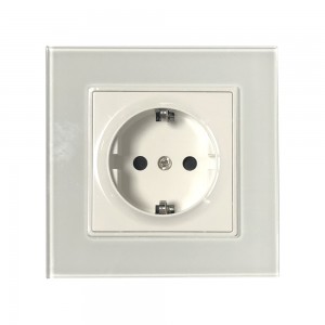 Kištukinis lizdas, balto stiklo apdaila, 16A