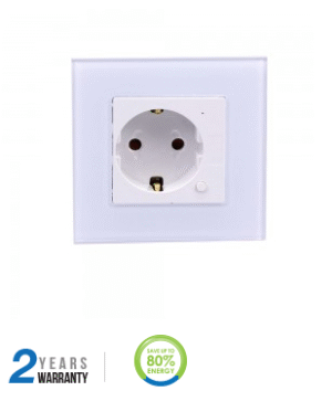 Kištukinis lizdas WIFI, balto stiklo apdaila, suderinamas su AMAZON ALEXA ir GOOGLE HOME