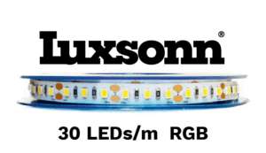7,2W/m LED juosta LUXSONN, 12V, 30 LED/m, RGB, IP67