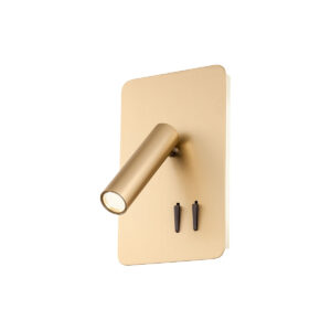 6W + 3W LED sieninis šviestuvas QUDA, matinės aukso sp., 3000K, šviesos kampas 120° / 20°, su USB jungtimi, 01-2980