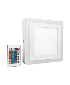 19W šviestuvas su nuotoliniu valdymu LED COLOR + WHITE SQ, baltas, 3000K