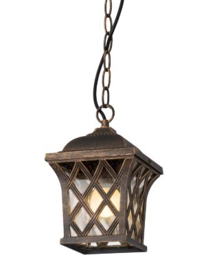 Pakabinamas lauko šviestuvas BREMEN, E27, juodos/aukso sp., IP23