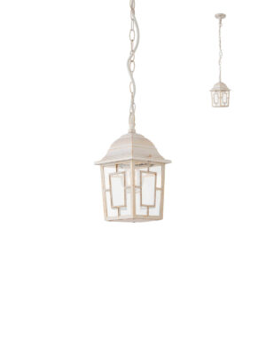 Pakabinamas lauko šviestuvas MELTON, E27, matinės baltos/aukso sp., IP44