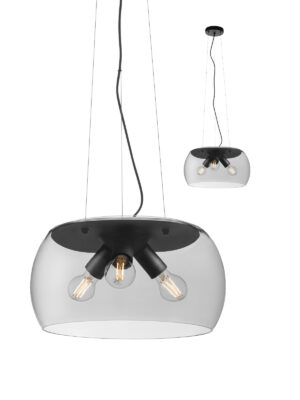 Pakabinamas šviestuvas CROMA, E27, juodos/dūmų sp.