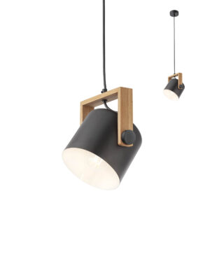 Pakabinamas šviestuvas POOH, E27, juodos/medžio sp.