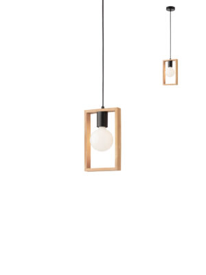 Pakabinamas šviestuvas TIMBER, E27, juodos/medžio sp.