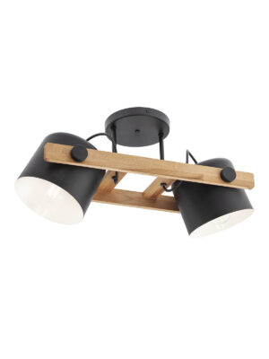 Paviršinis lubinis šviestuvas POOH, E27, juodos/medžio sp.