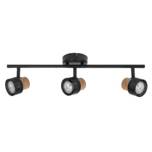 Paviršinis šviestuvas SPOT CORK, 3xGU10, juodas, su 3x3,4W 2700K dimeriuojamom LED lemputėmis