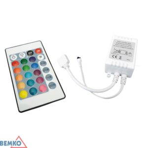 RGB LED juostų valdiklis su nuotolinio valdymo pulteliu 72W