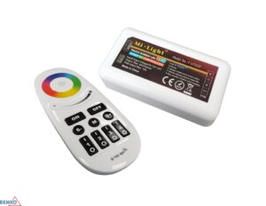 RGBW LED juostų valdiklis su nuotolinio valdymo pulteliu RF 2.4G DC 12-24V 10A