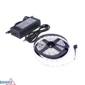 Rinkinys - 4,8W/m, 12V, IP65, 6500K LED juosta, 5m ritė, su 12V maitinimo šaltiniu