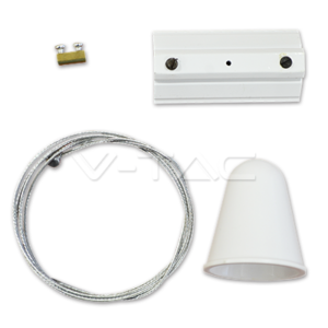 Trifazės sistemos bėgelio pakabinimo rinkinys, baltas