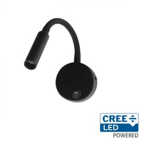 3W LED sieninis šviestuvas - skaitymo lempa, juodas, 3000K, CREE LED chip