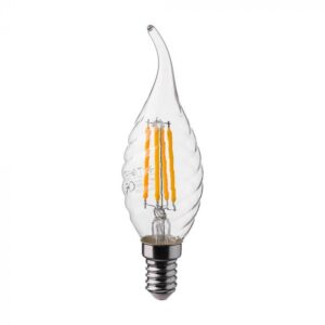 4W LED filamentinė lemputė, E14, žvakės formos, 4000K