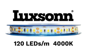 14,4W/m LED juosta LUXSONN, SAMSUNG diodai 2835, DC24, 120 LED/m, CRI90, 4000K, 5m ritė