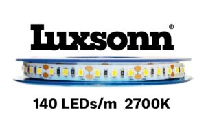 11W/m LED juosta LUXSONN, BRIDGELUX diodai, 2700K, CRI>90, 140 LED/m, 24V, 5m ritė