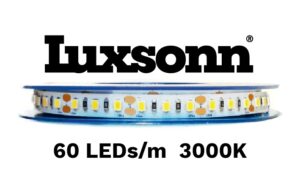 14,4W/m LED juosta LUXSONN, BRIDGELUX diodai, IP67, 60 LED/m, 3000K, 12V, 5m ritė