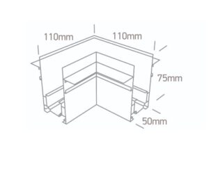 Užglaistomo magnetinių sistemų bėgelio kampinis sujungimas, baltas, 42012ATR/W