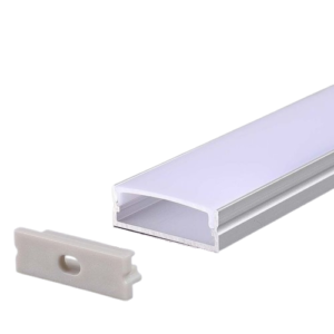 LED paviršinis profilis su dangteliu ir užbaigimais, sidabro sp., 2m