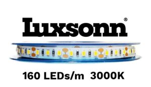 20W/m LED juosta LUXSONN, BRIDGELUX diodai, DC 24V, 160 LED/m, 3000K, CRI90, pasirinktino ilgio, SPEC