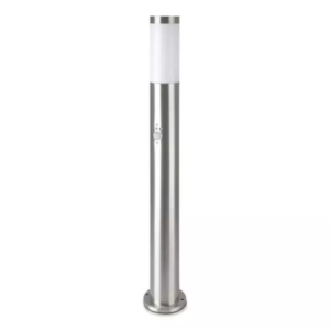 Pastatomas lauko šviestuvas V-TAC su judesio davikliu, E27, IP44, 80cm aukščio, satino nikelio spalvos