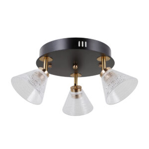12W LED paviršinis šviestuvas ORELLA, juodos/aukso sp./skaidrus, 3000K